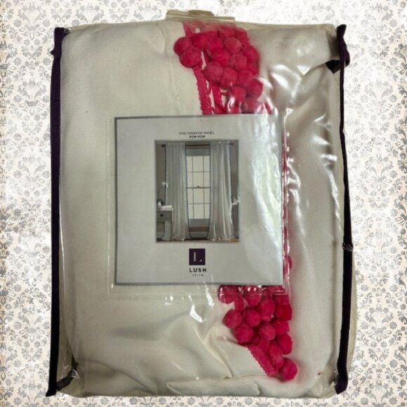 Lush Decor Pom Pom Window Curtain Panel Pink 2 Panels - Picture 6 of 8